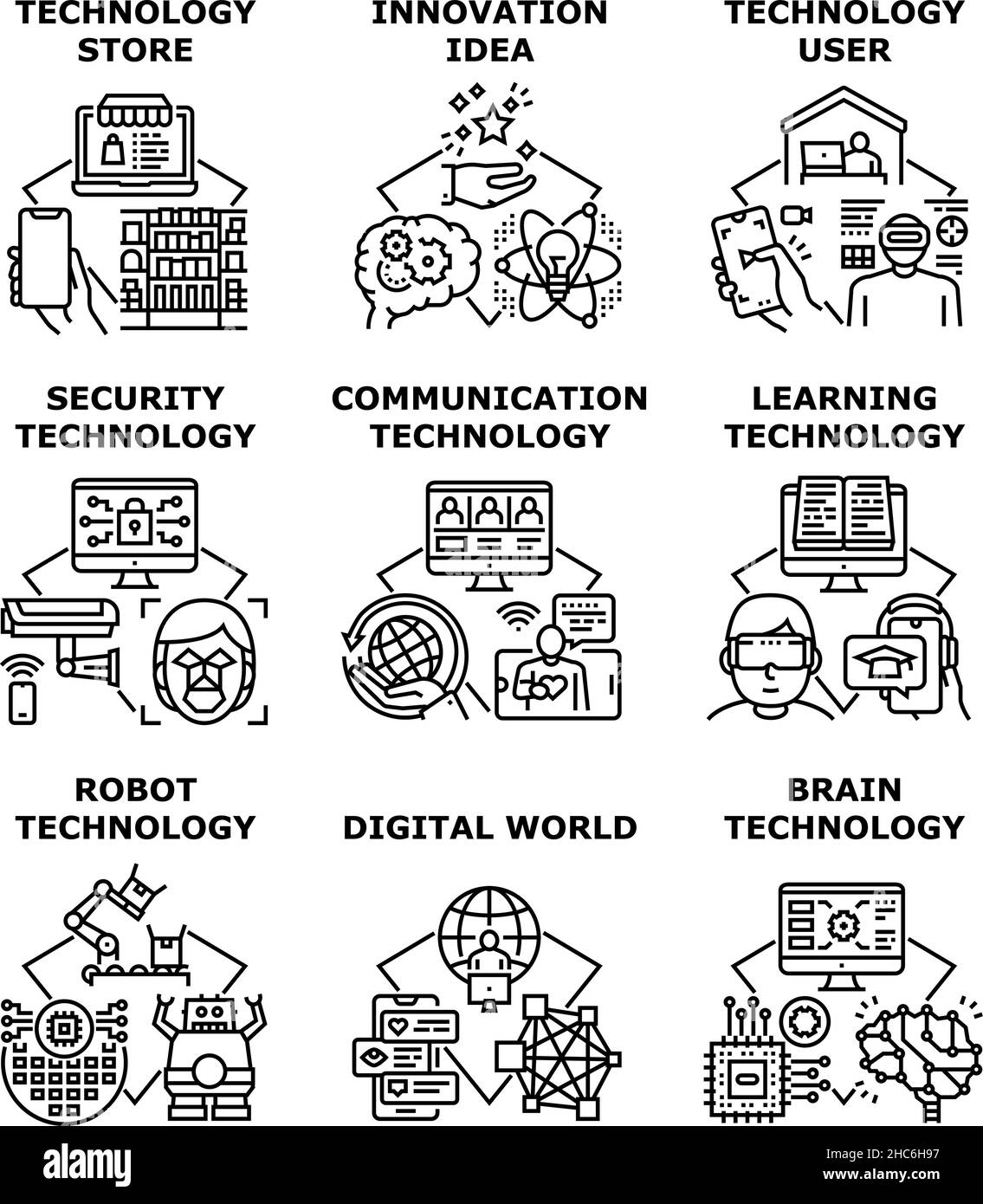 Technology network tech set icon vector illustration Stock Vector
