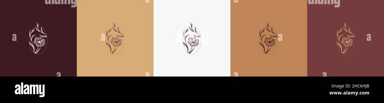 floral vintage nature element shape logo template Stock Vector
