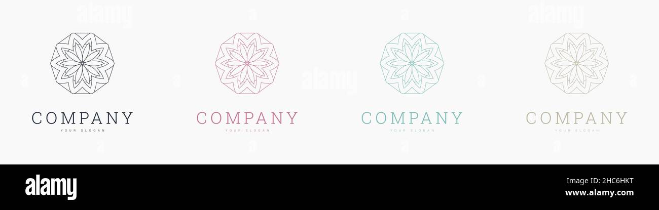 creative mandala vector logo template brand retro Stock Vector