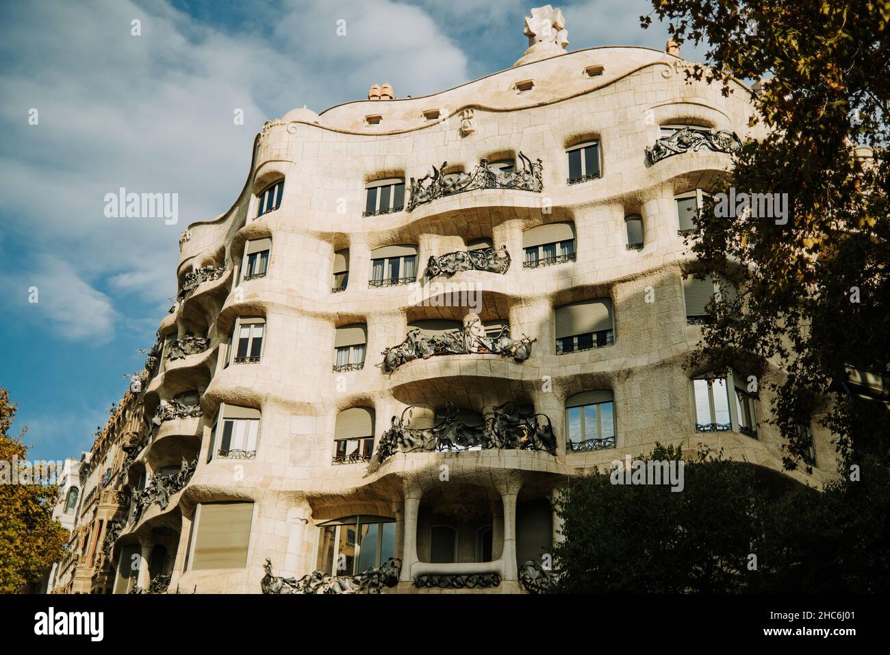 Casa Mila house building by Antonio Gaudi on La Pedrera street. Popular