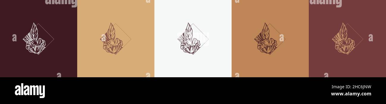 floral vintage nature element shape logo template Stock Vector