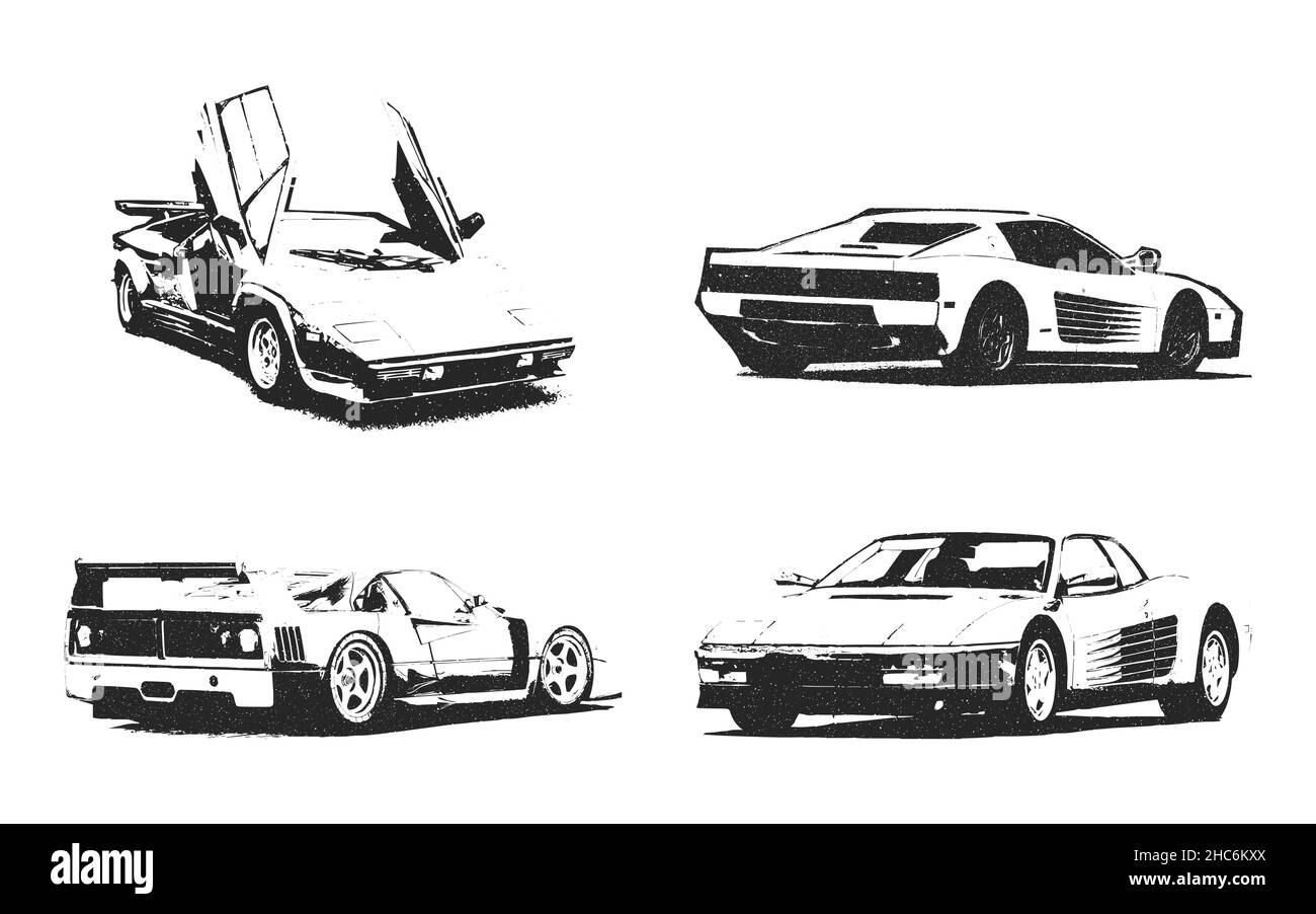 Sports car. Illustration in retro style. Racing sports car. Vintage