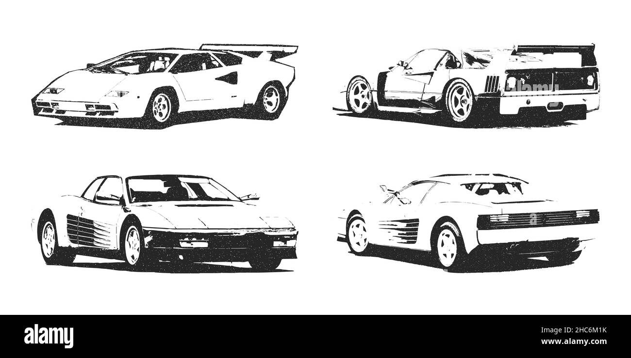 Sports car. Illustration in retro style. Racing sports car. Vintage