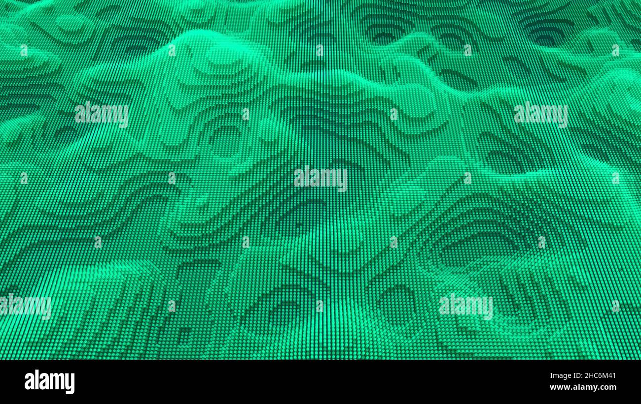 Wavy surface with ripples and grains, seamless loop. 3D vibrant pixel ...
