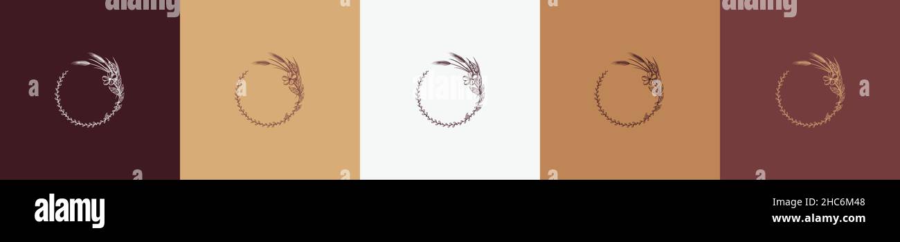 floral vintage nature element shape logo template Stock Vector