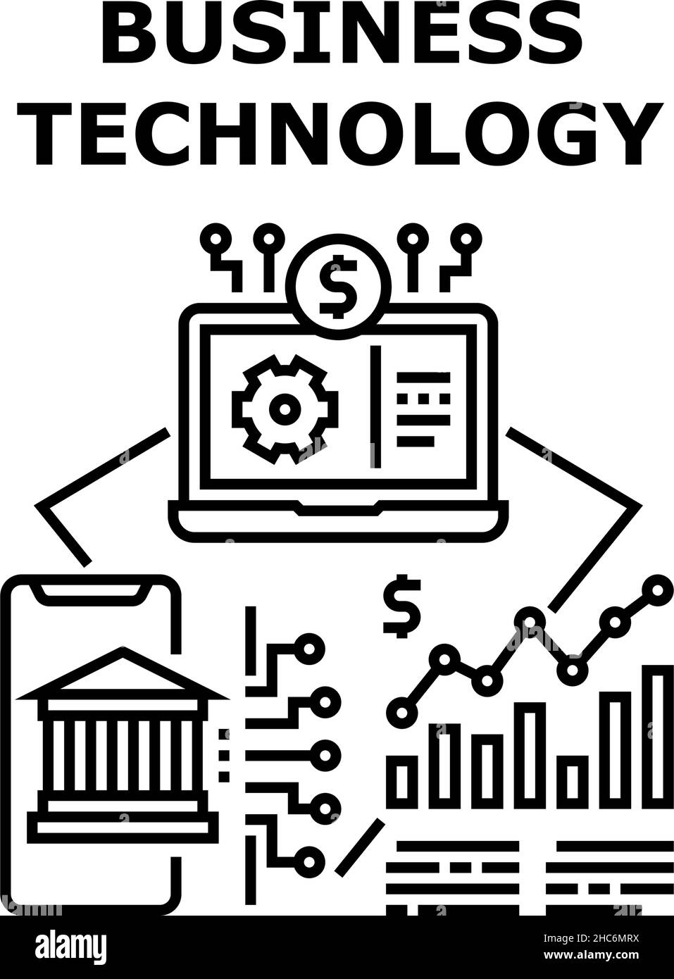Business Technology Concept Black Illustration Stock Vector Image & Art ...