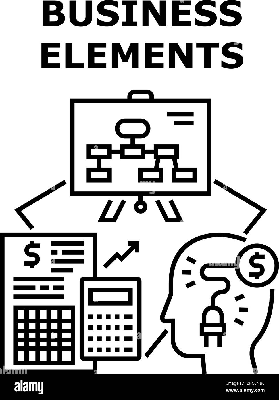 Business Work Elements Concept Black Illustration Stock Vector Image ...