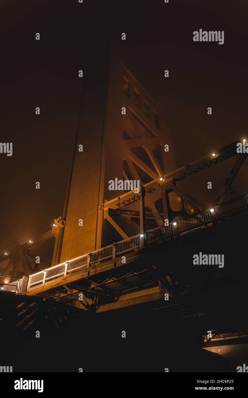 Illuminated Sacramento Tower Bridge at night Stock Photo - Alamy