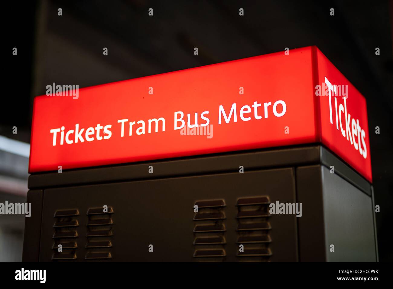 A Machine to buy tickets for public transport in Amsterdam (Tram, Bus and Metro), Netherlands Stock Photo