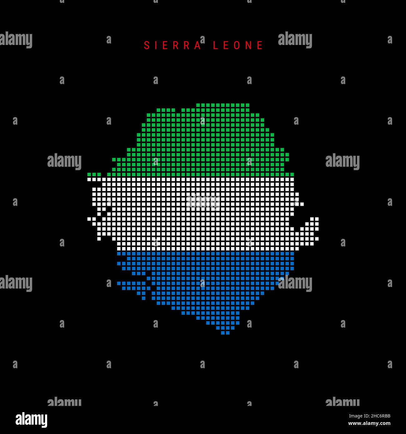 Square dots pattern map of Sierra Leone. Salone dotted pixel map with ...