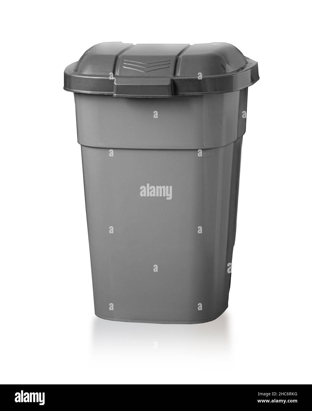 plastic trash basket with lid isolated on white background with