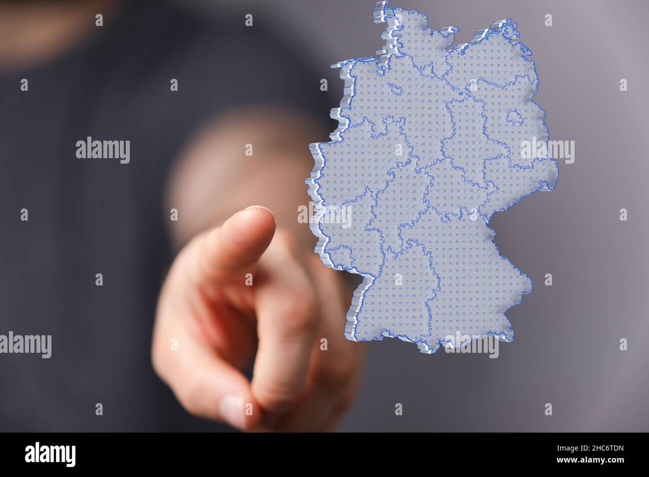 Map Germany Pointed Male's hand pointing to an illustration of the map of Germany Stock ...