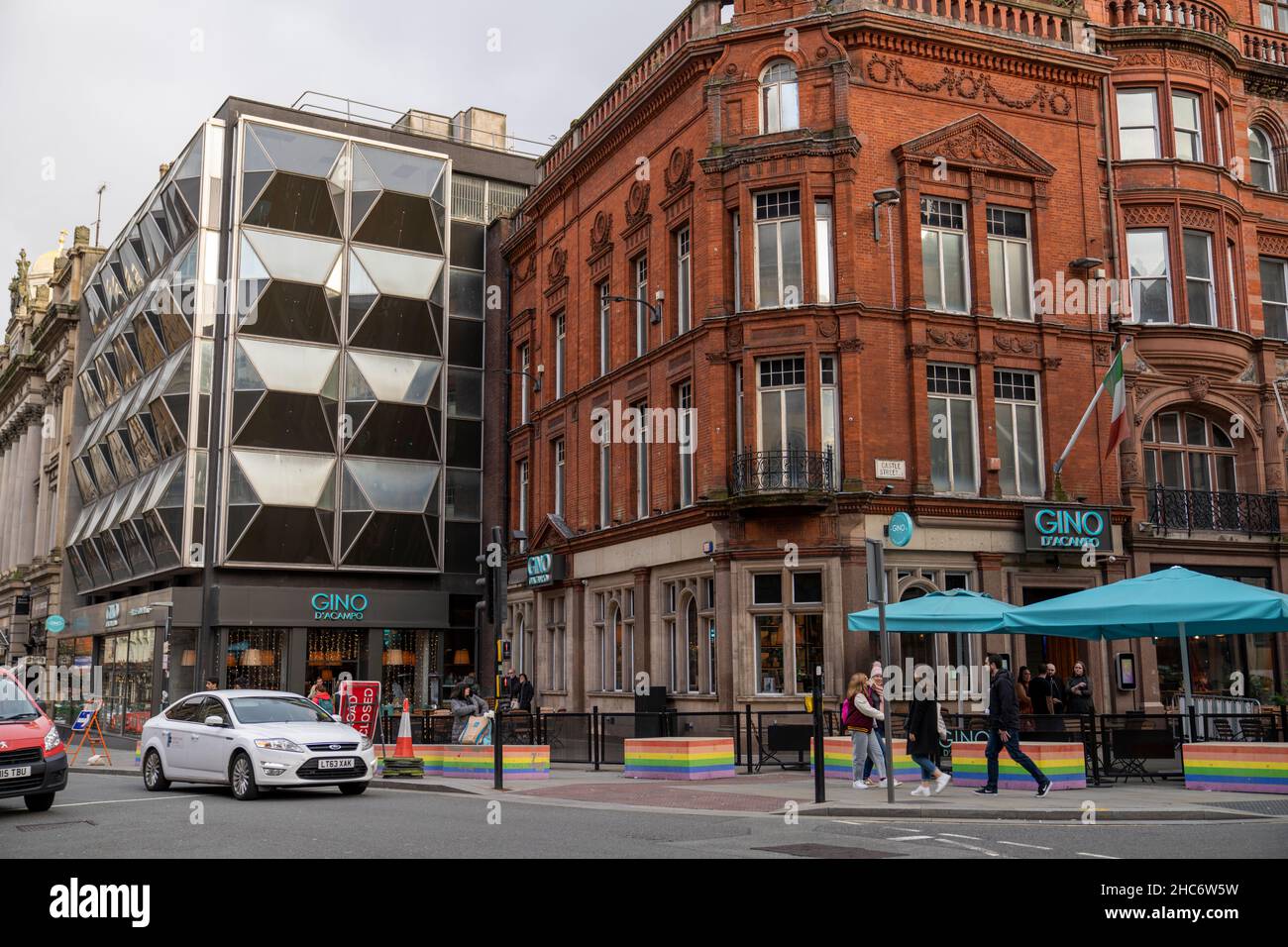 Gino D'Acampo restaurant viewed from a street in Liverpool, United