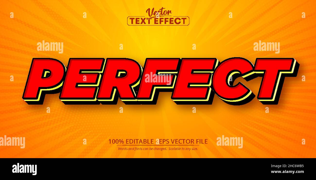 Picture Perfect Text Perfect text, cartoon style editable text effect Stock Vector Image ...
