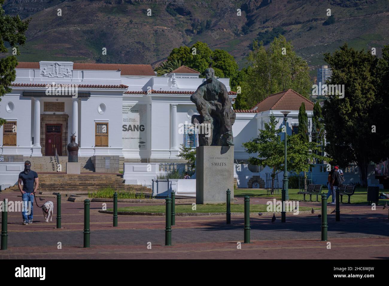 Former South African prime minister, Boer general and British Field Marshall Jan Christian Smuts' statue graces Cape Town's Company's Garden Stock Photo