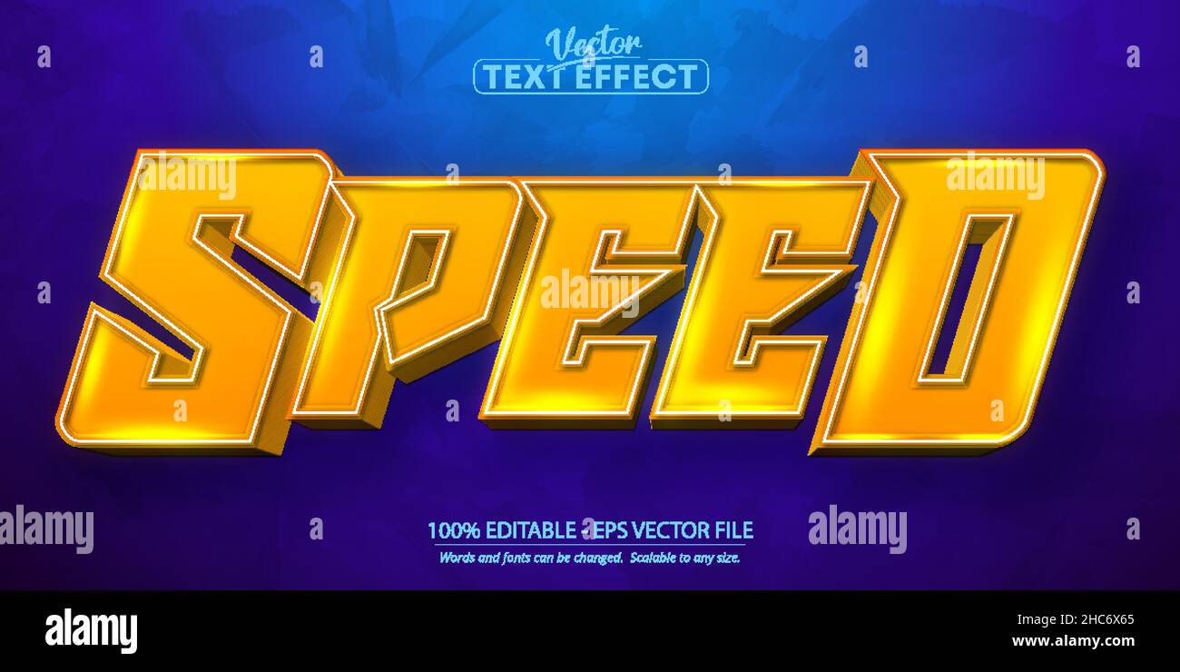 Speed editable text effect, orange color cartoon font style Stock Vector
