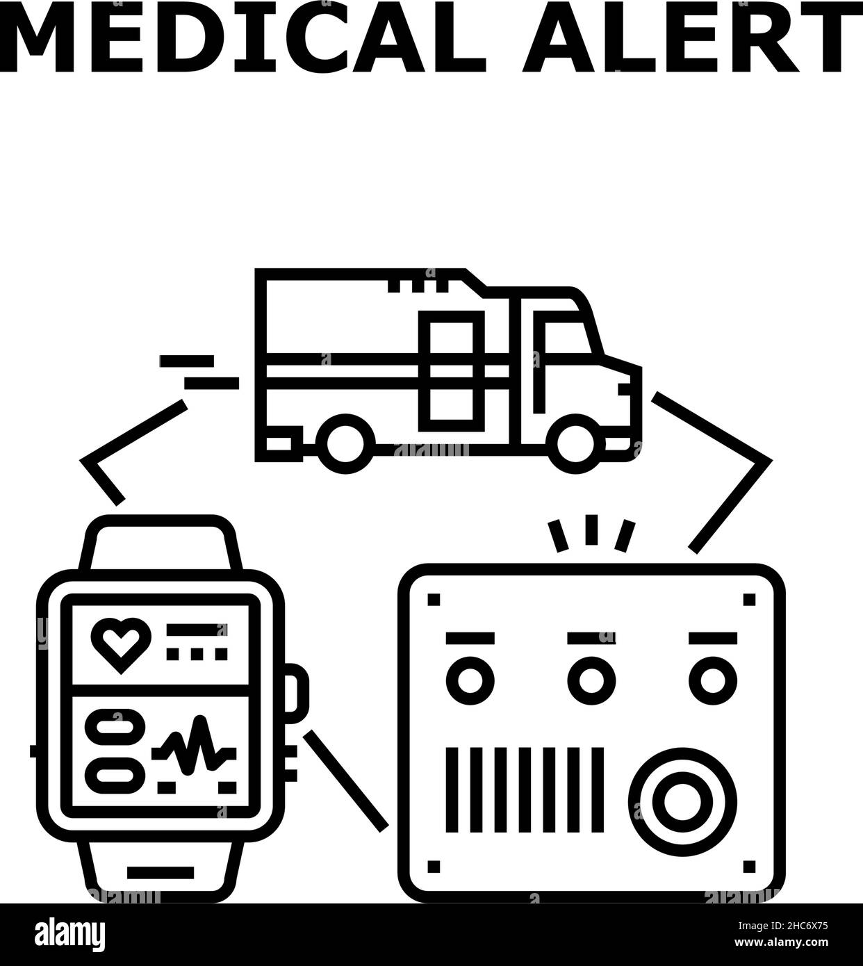 Medical Alert Vector Concept Black Illustration Stock Vector