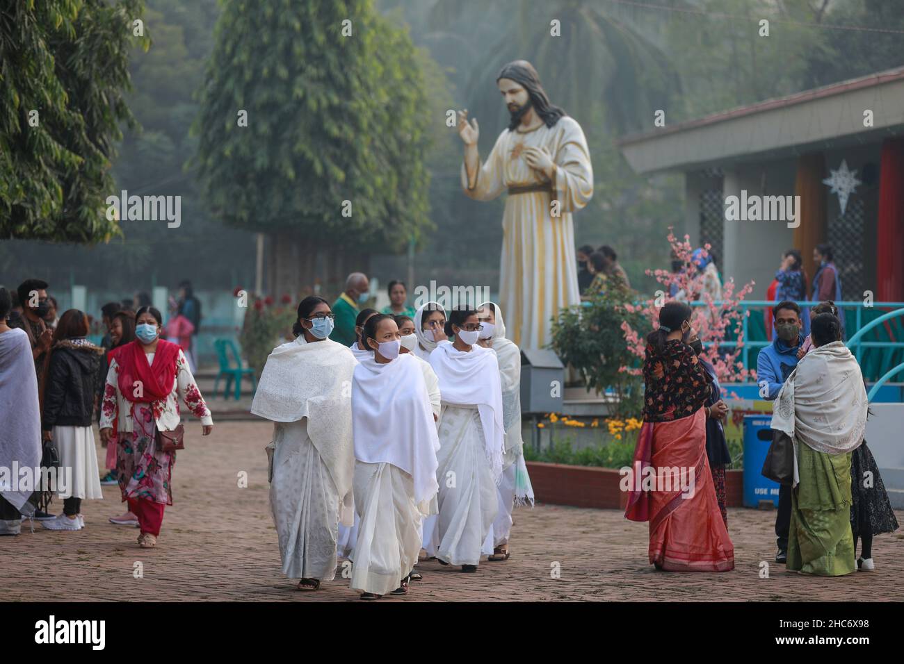 Bangladeshi Christian People offering prayer in Church during Christmas