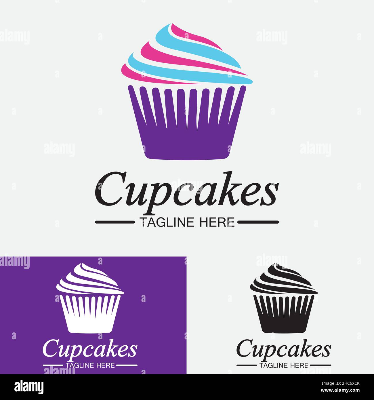 Cupcake Logo design vector template. Cupcakes bakery icon. Stock Vector