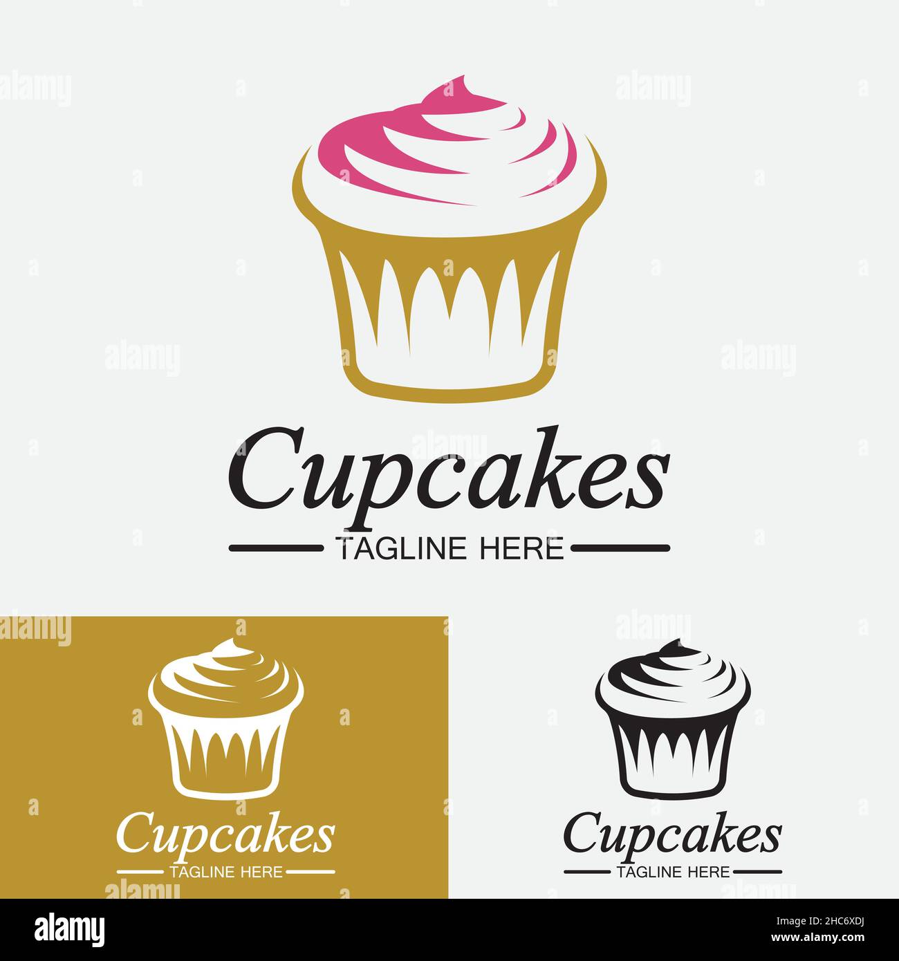 Cupcake Logo design vector template. Cupcakes bakery icon. Stock Vector