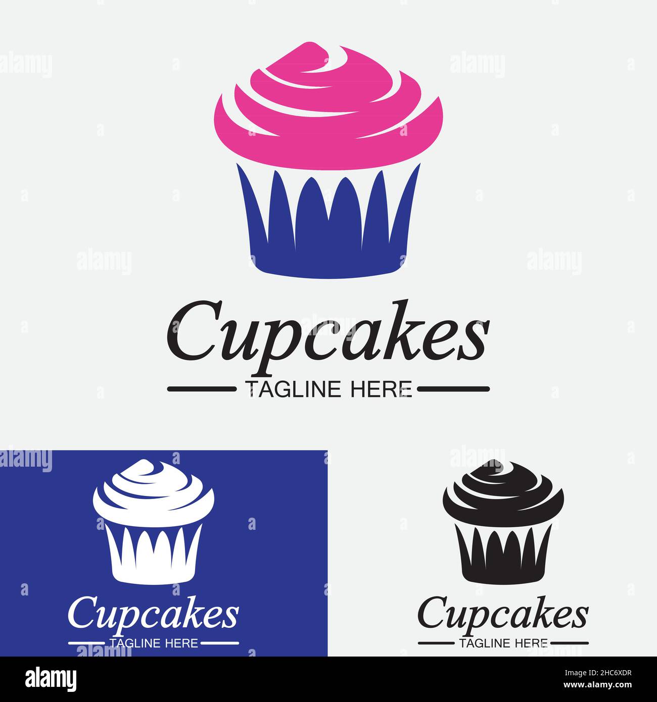Cupcake Logo design vector template. Cupcakes bakery icon. Stock Vector