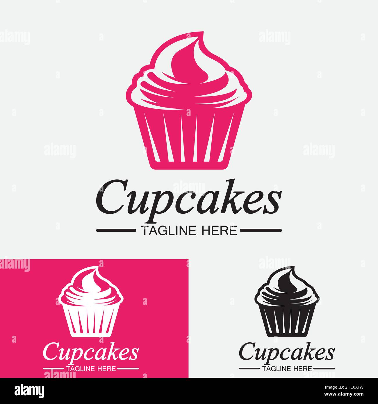 Cupcake Logo design vector template. Cupcakes bakery icon. Stock Vector