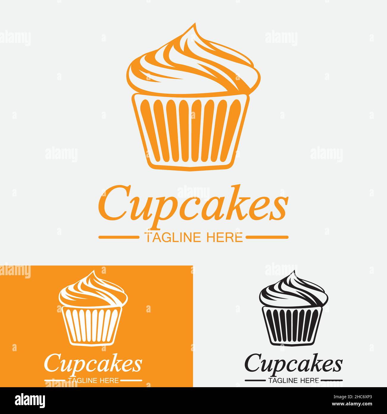 Cupcake Logo design vector template. Cupcakes bakery icon. Stock Vector