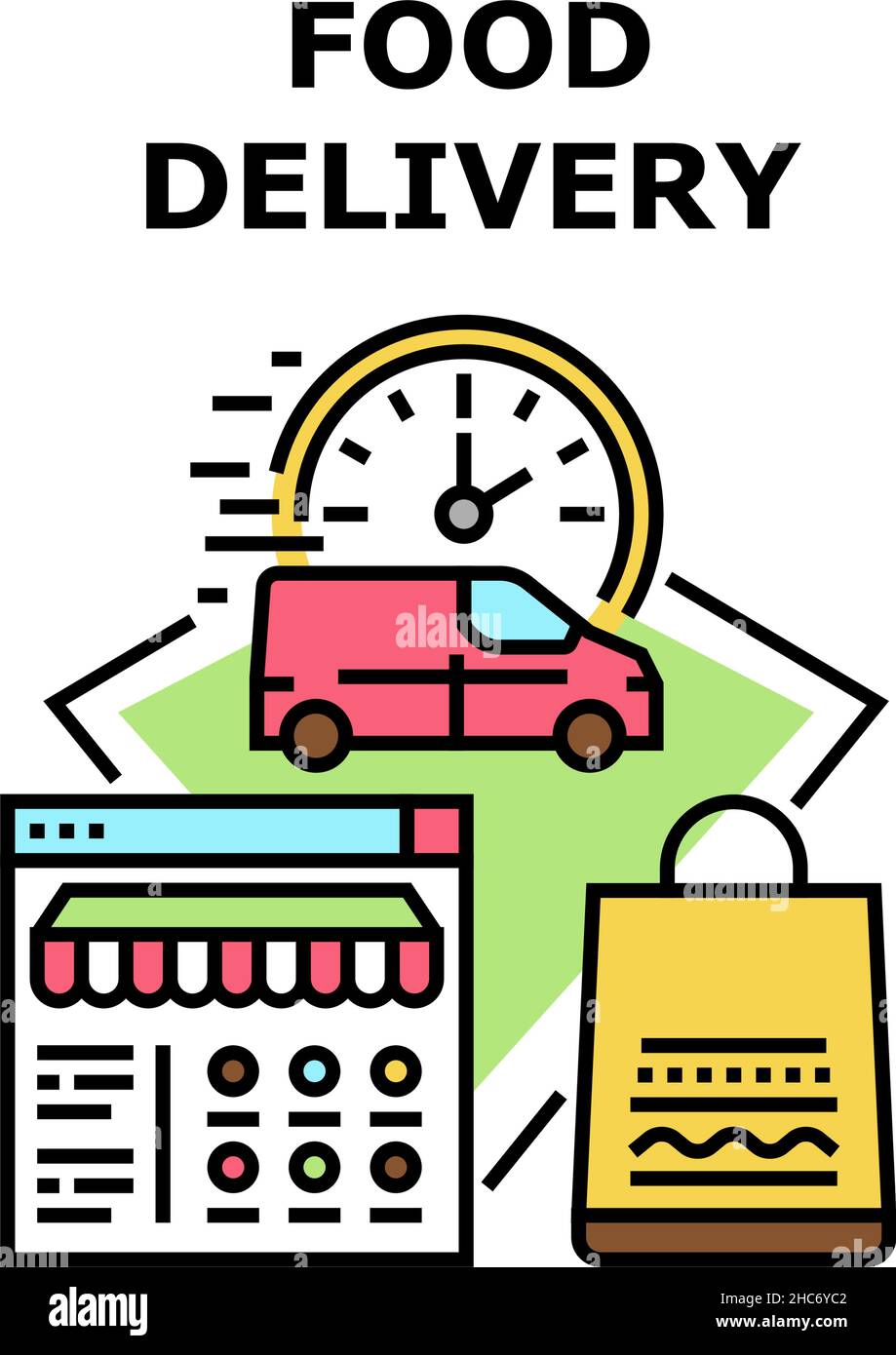 Food Delivery Vector Concept Color Illustration Stock Vector Image ...