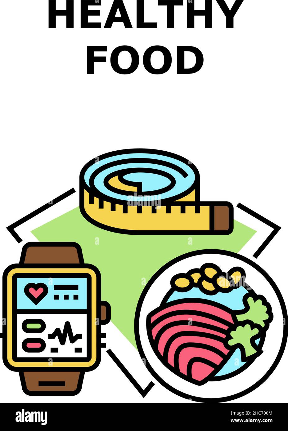 Healthy Food Vector Concept Color Illustration Stock Vector Image & Art ...