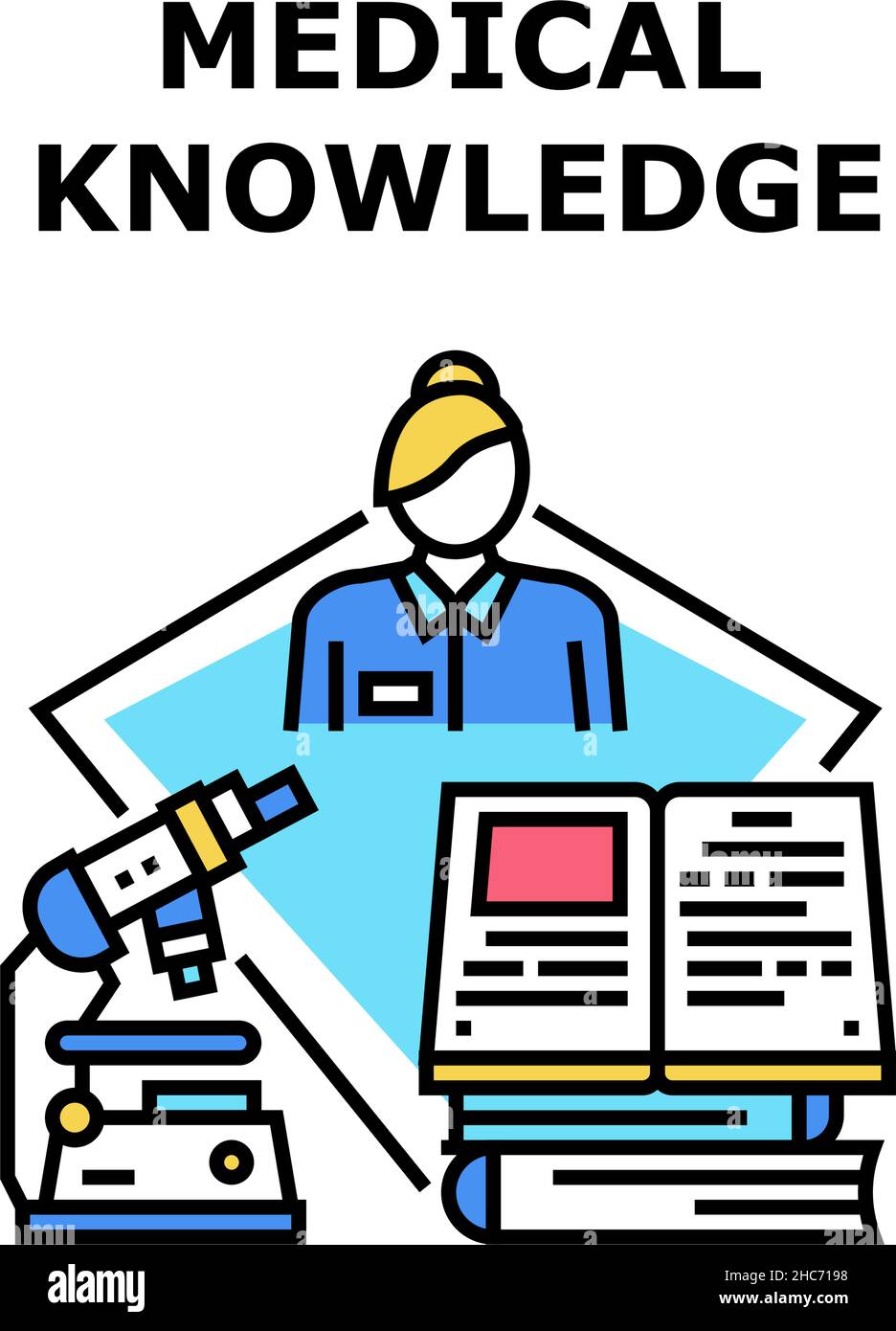 Medical Knowledge Book Concept Color Illustration Stock Vector Image