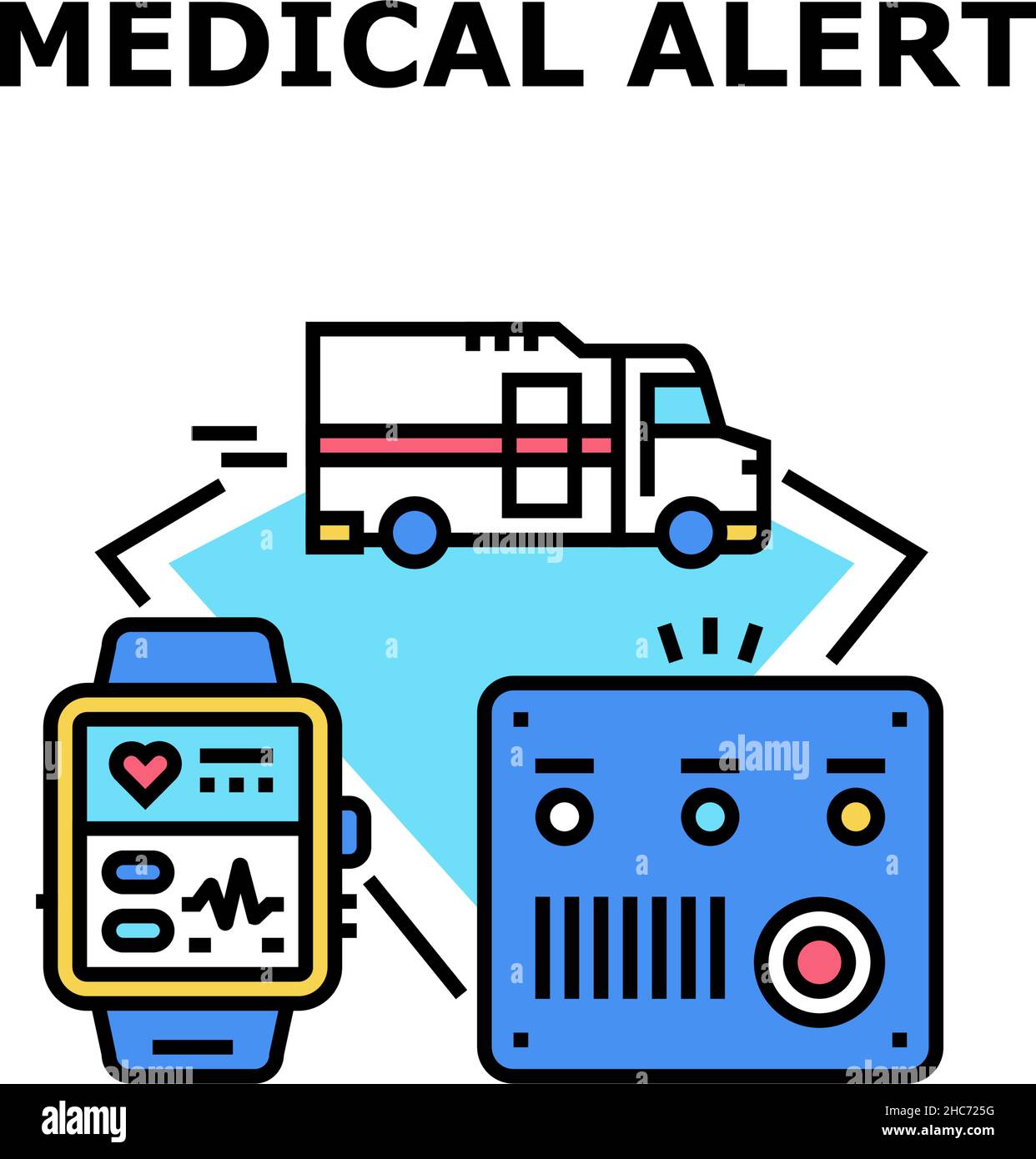 Medical Alert Vector Concept Color Illustration Stock Vector