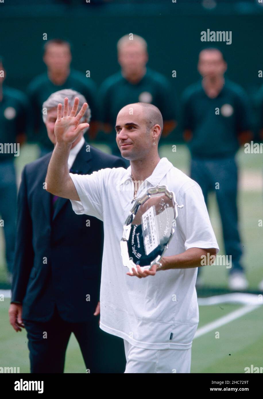 American tennis player Andre Agassi, Wimbledon, UK 1999 Stock Photo