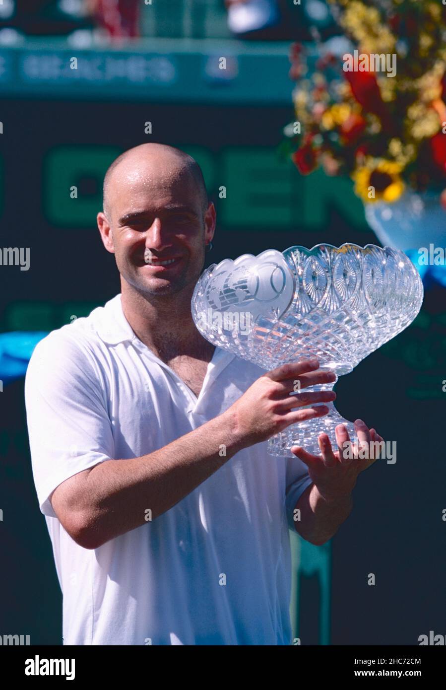 American tennis player Andre Agassi, 2002 Stock Photo
