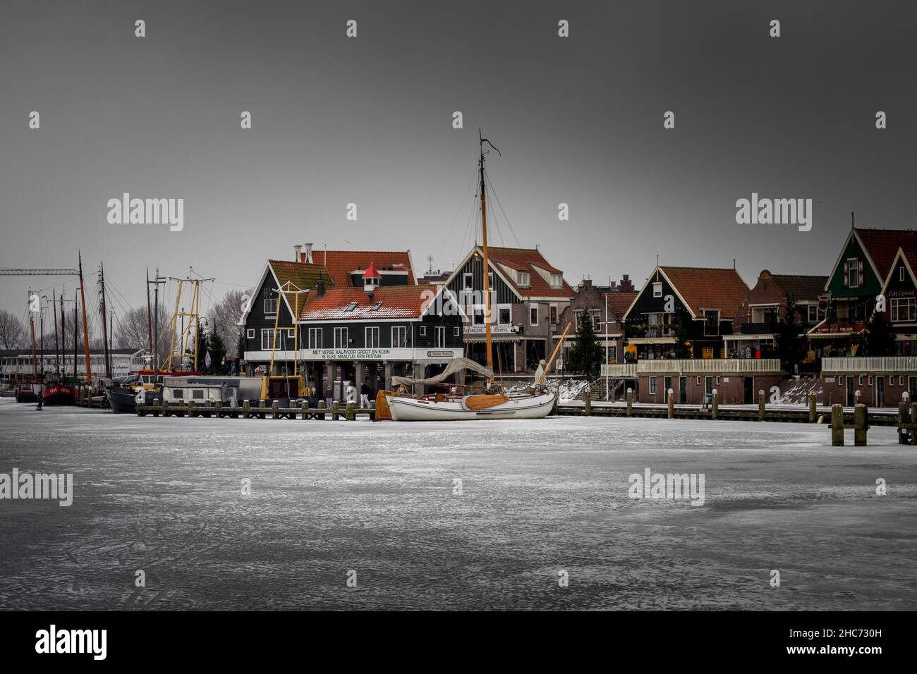 Volendam village at winter Stock Photo