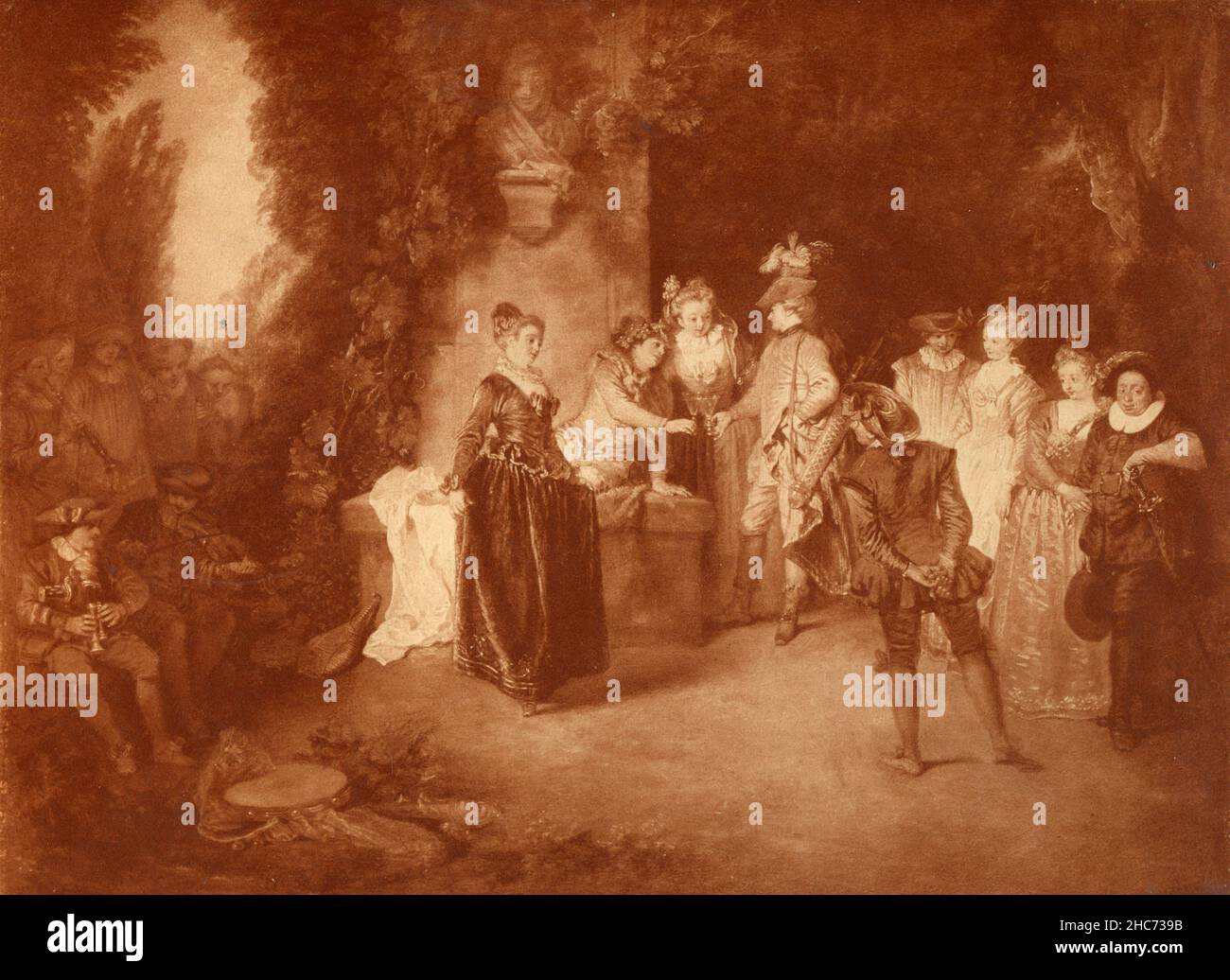 The French Comedy, painting by French artist JeanAntoine Watteau, Munich 1897 Stock Photo Alamy