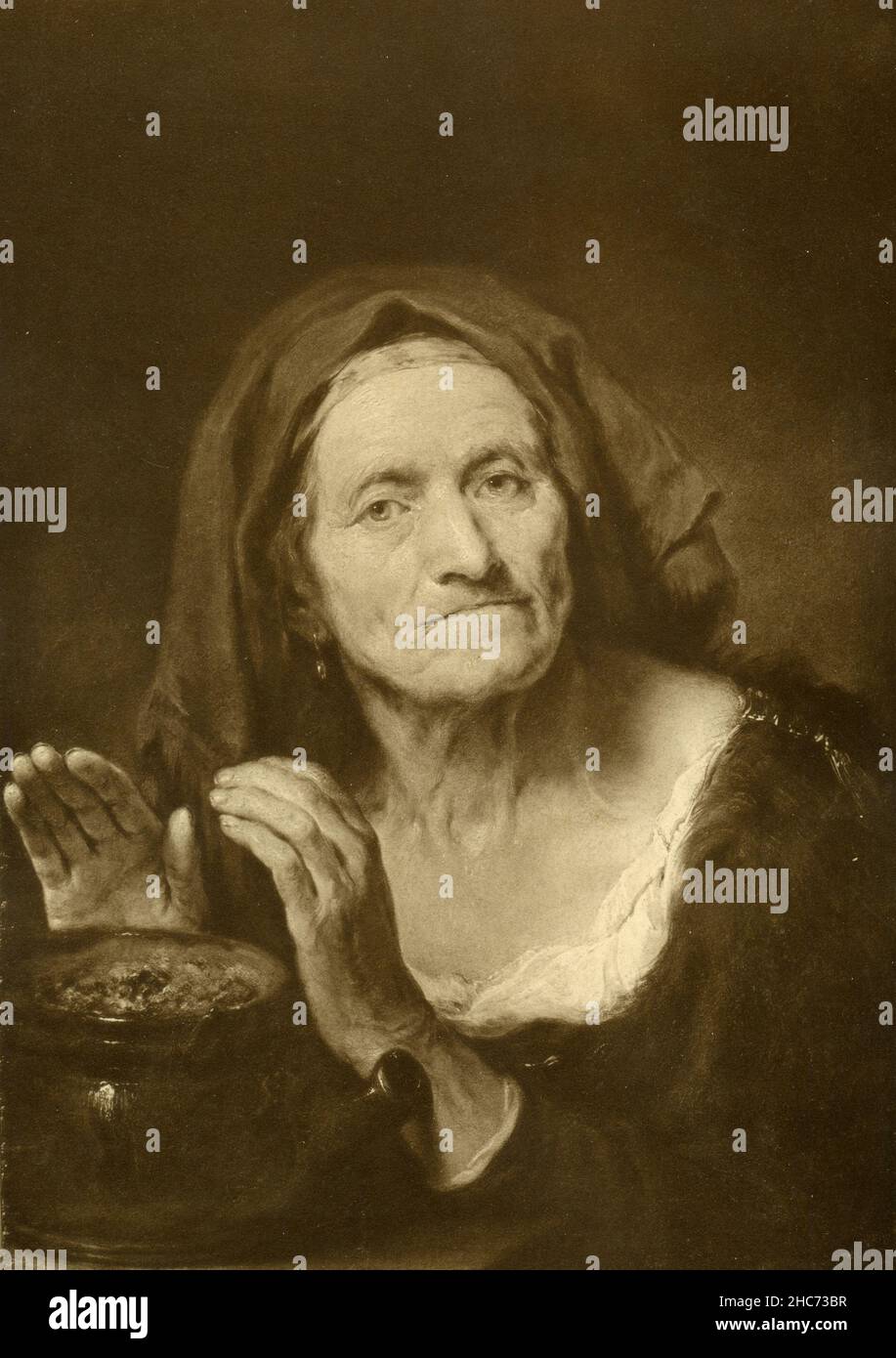 Old Woman with the Brazier, painting by Flemish artist Peter Paul Rubens, Munich 1897 Stock Photo