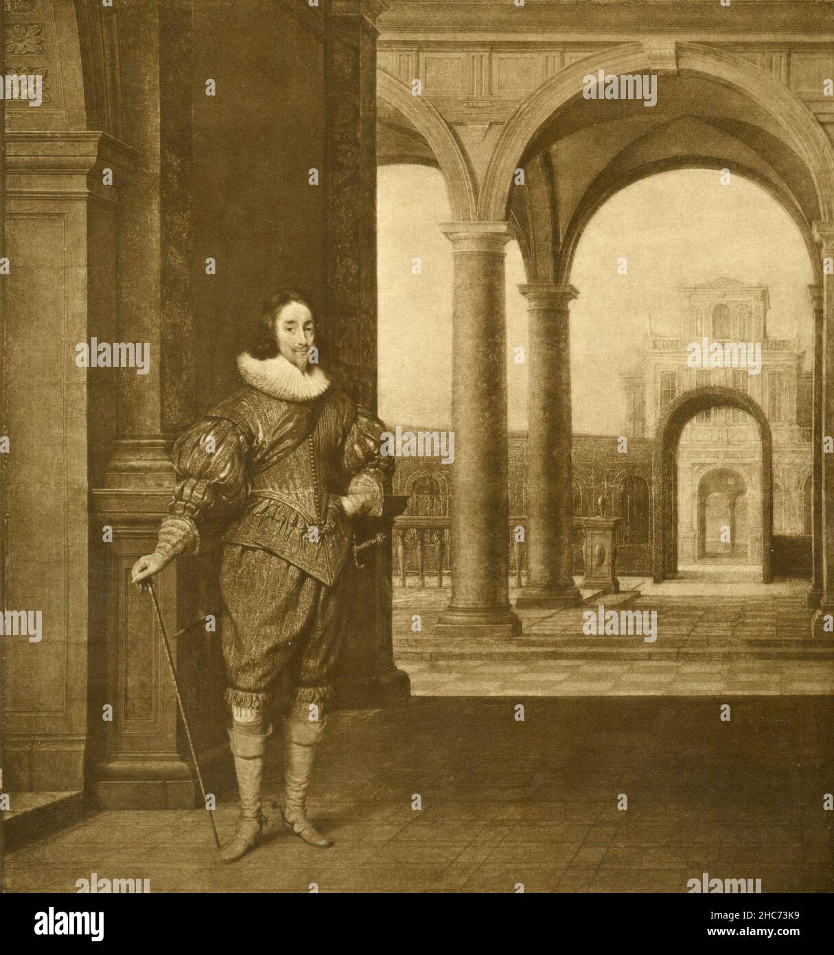 Portrait of King Charles I of England, painting by Dutch artist Hendrik van Steenwijck the Younger, Munich 1897 Stock Photo