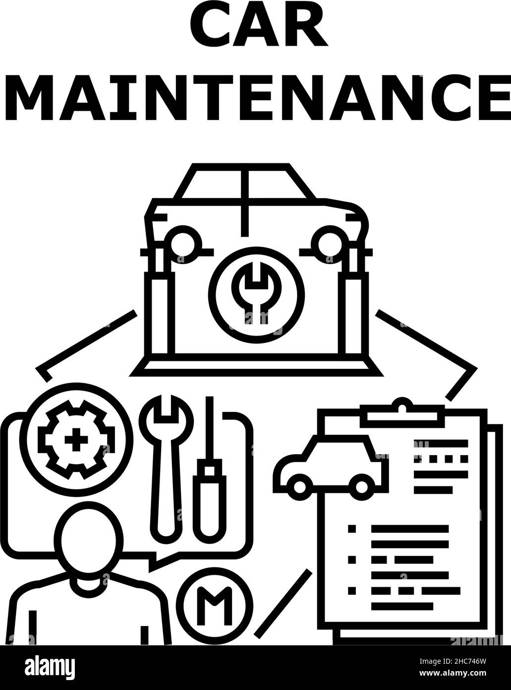 Car Maintenance Vector Concept Black Illustration Stock Vector Image ...
