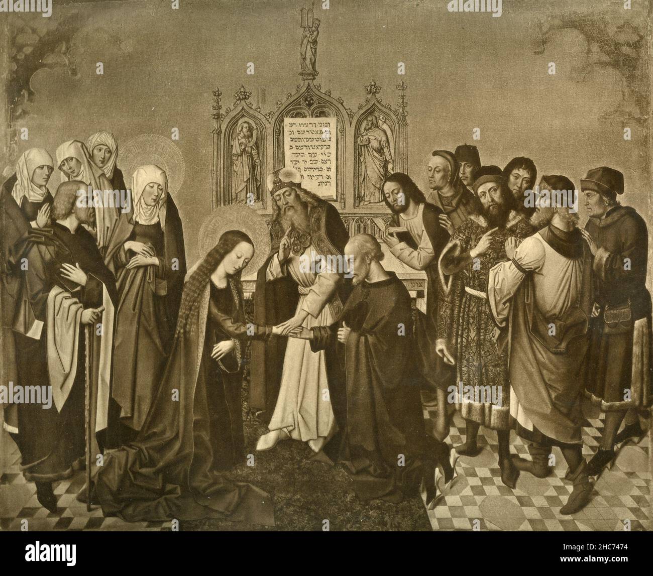 Wedding of the Virgin Mary, painting by German artist Meister des Marienlebens, Munich 1897 Stock Photo