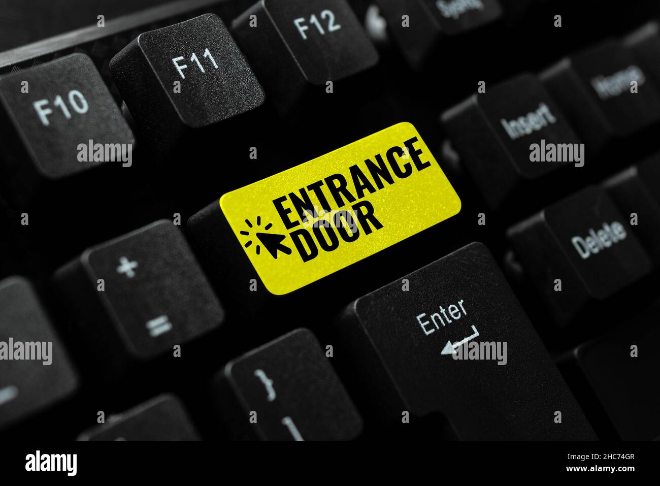 Text sign showing Entrance Door. Concept meaning Way in Doorway Gate