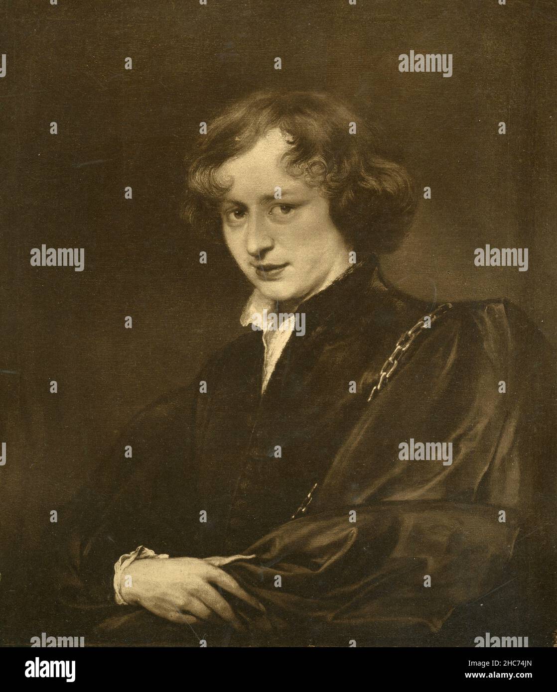 Self-Portrait of the Artist, painting by Flemish artist Anthony van Dyck, Munich 1897 Stock Photo