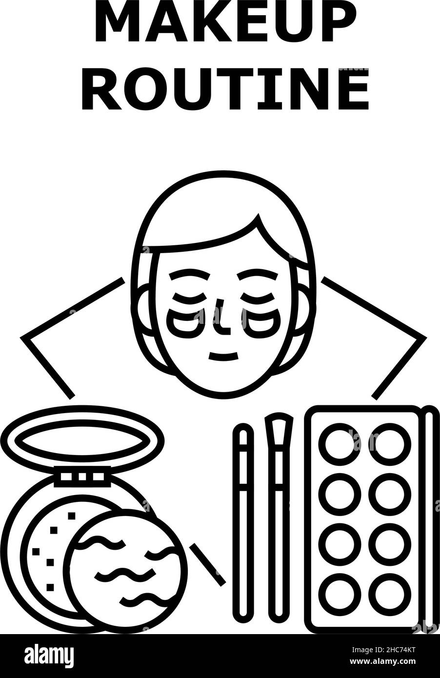 Makeup Routine Vector Concept Black Illustration Stock Vector Image ...