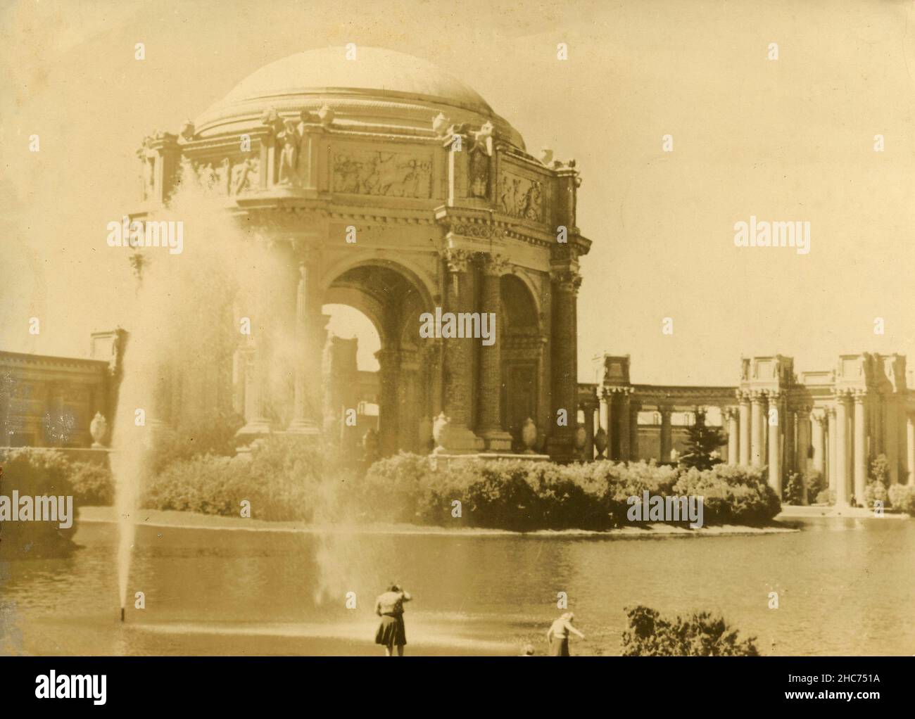 View of the Palace of Fine Arts, San Francisco, California USA 1945 Stock Photo