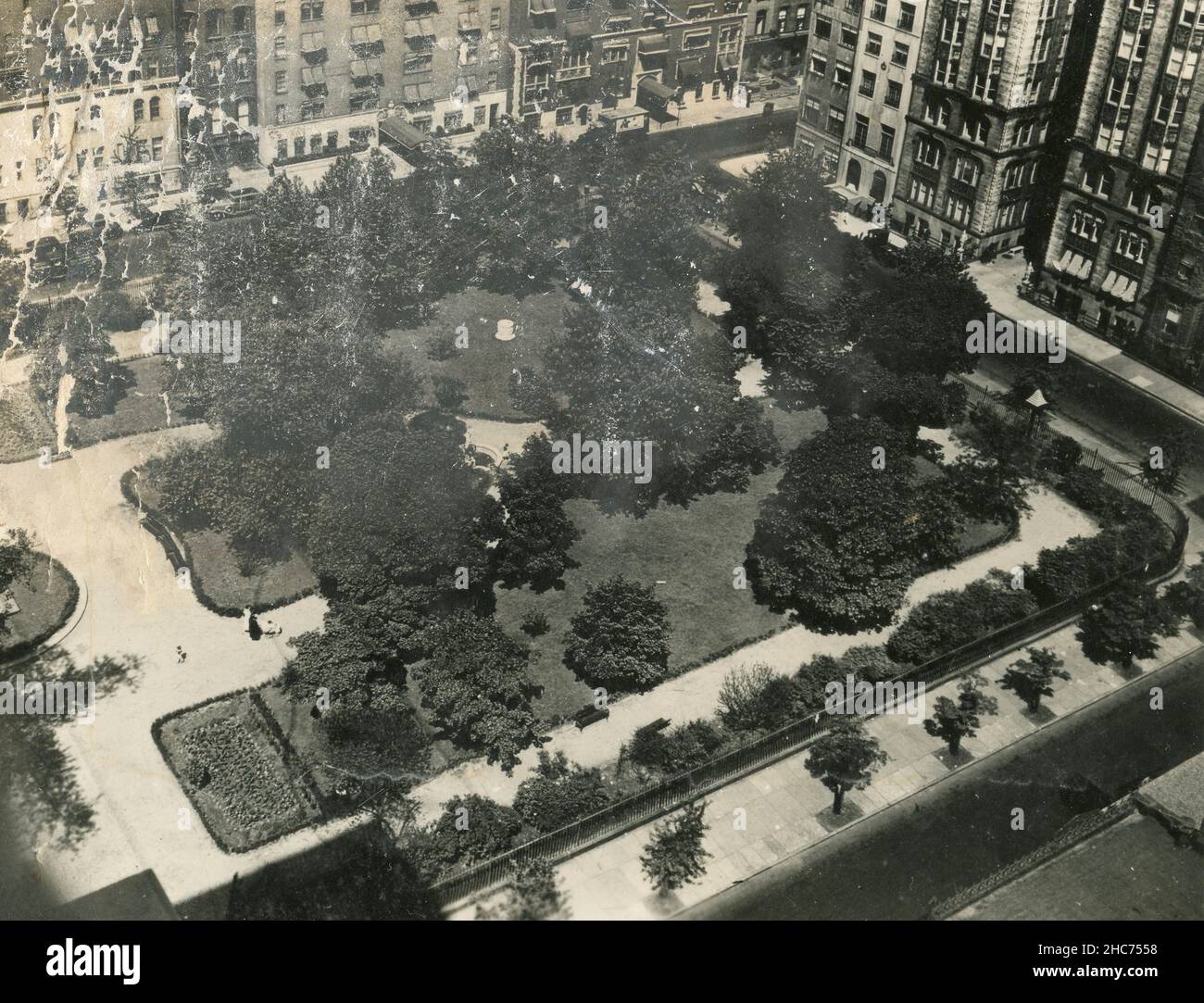 Aerial view of Gramercy Park, New York, USA 1960s Stock Photo
