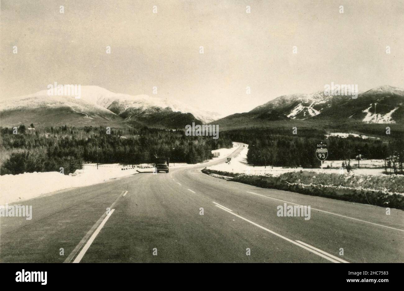 View of the White Mountains on the Interstate Highway 93, New Hempshire USA 1966 Stock Photo