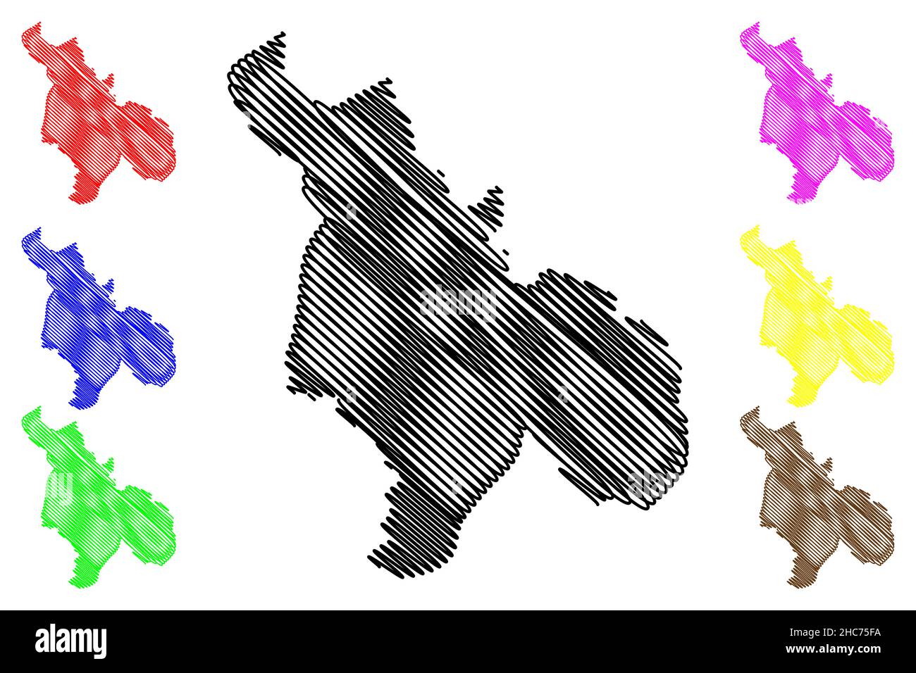 Panchkula district (Haryana State, Republic of India) map vector