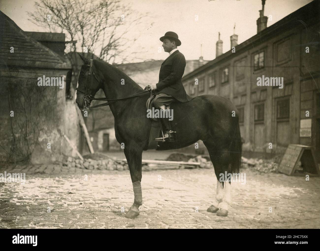 Man riding a horse, Austria 1930s Stock Photo