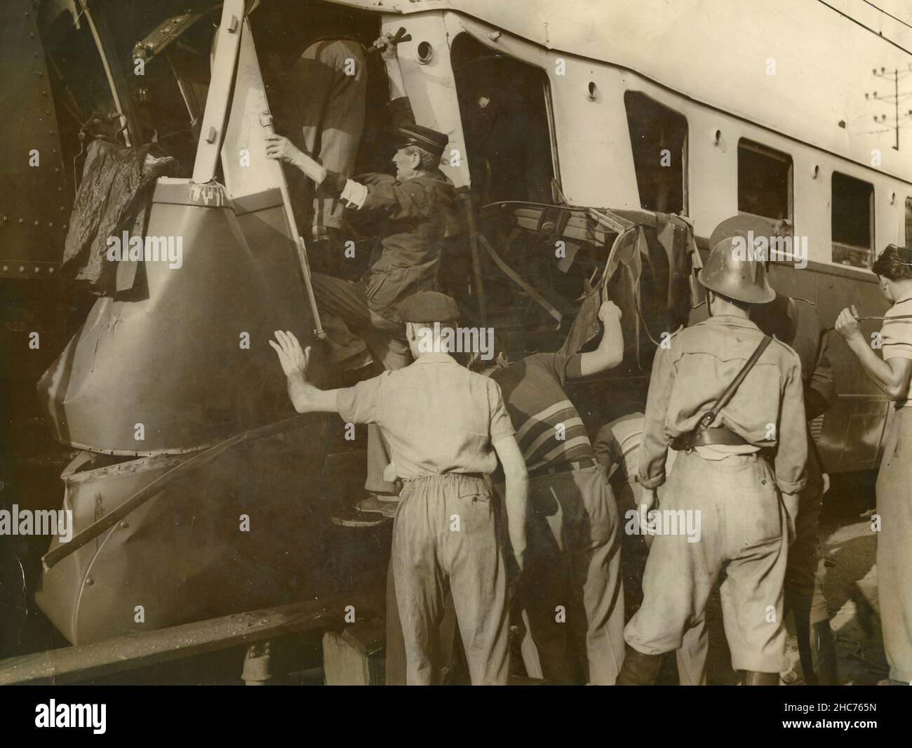 Railway disaster in Milan, Italy 1950s Stock Photo