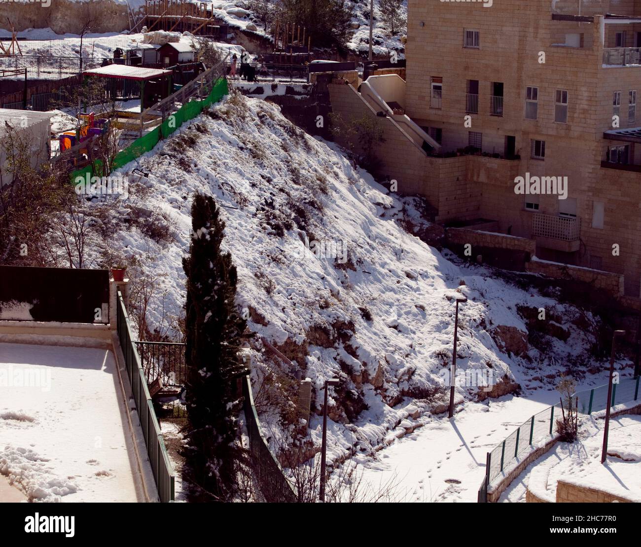 Snow in Jerusalem and the surrounding mountains Stock Photo Alamy