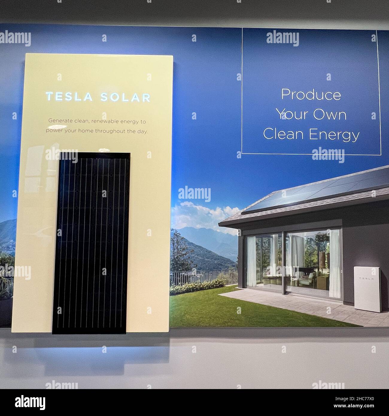 Orlando, FL USA November 5, 2021 The Tesla Powerwall and Solar Sign